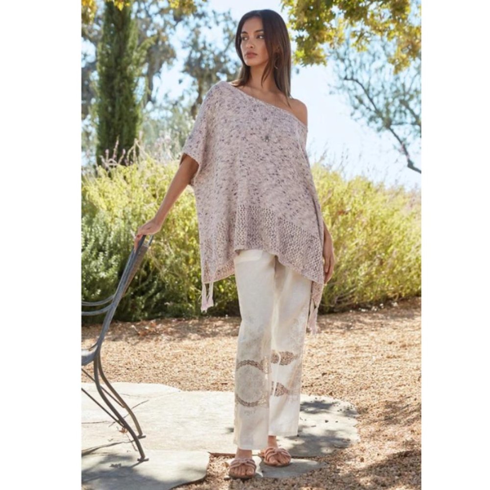 Johnny Was Elegant Poncho One Size Multicolor Blueberry Cotton Blend